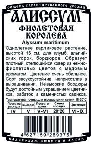 цветы Алиссум Фиолетовая королева (0,05 гр Б/П)
